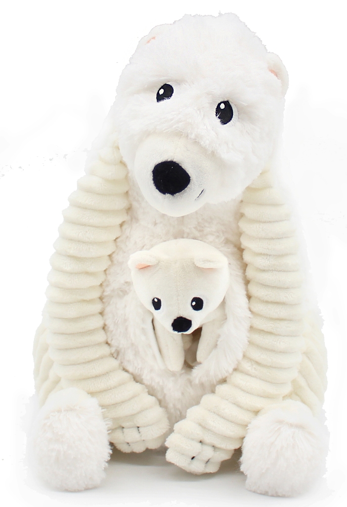 Peluche Ours Polaire Grobidou Maman et Bebe Blanc Ptipotos